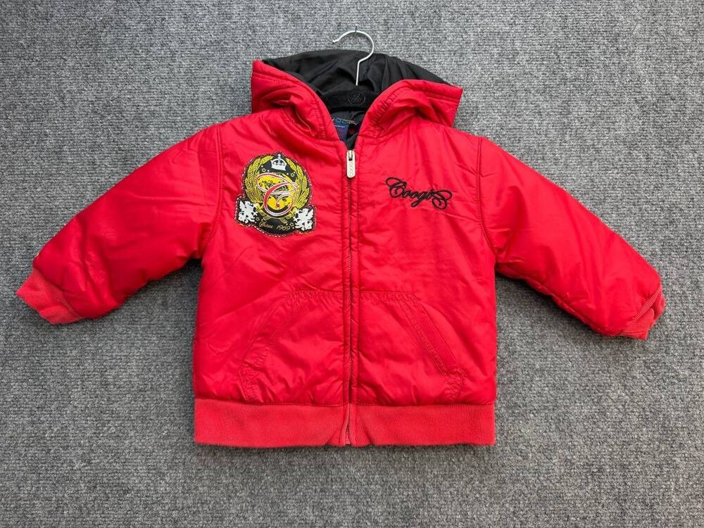 COOGI Toddler Boys Jacket Size 2T Red Hooded Full Zip Embroidered Coat